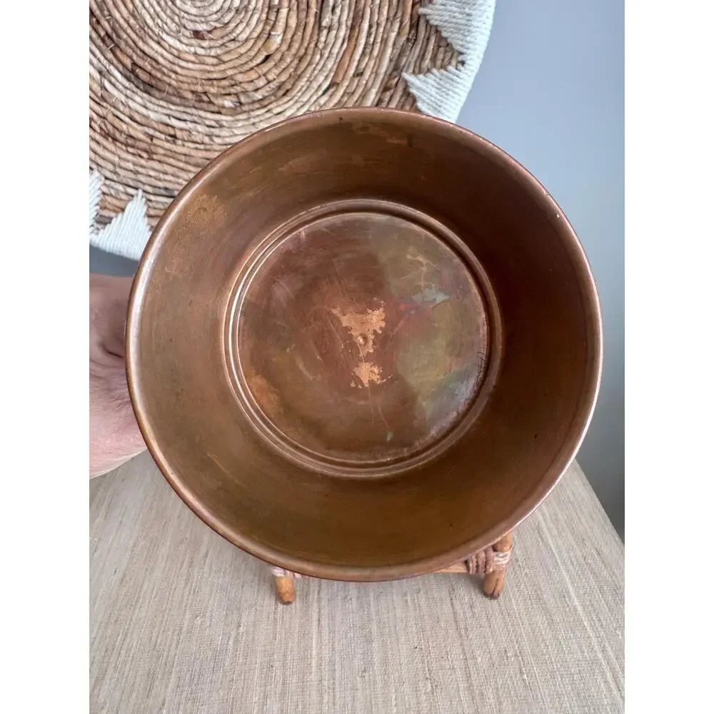 Vintage Rustic Copper Brass Pitcher or Vase 9